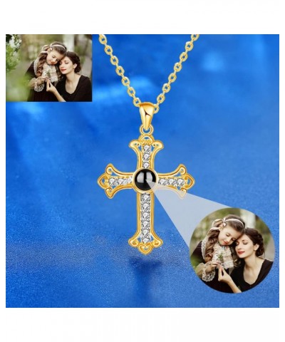 Personalized Photo Necklace Custom Cross Photo Projection Necklace 100 Languages Projection Pendant Jewelry Cubic Zirconia Pe...