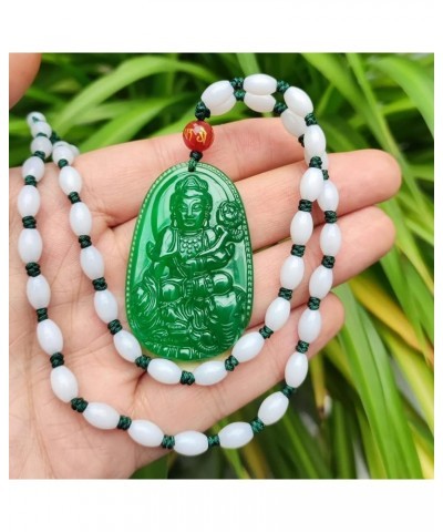 Buddha Pendant Necklace Bodhisattva Amulet Talisman Made of Agate Gemstone red Green Pendant Necklace Samantabhadra (Worthy) ...