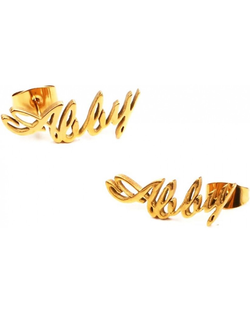 Pretty Personalized Name Earrings, Gold Plated Customized Stud Earrings for Womens Girls Abby $10.84 Earrings