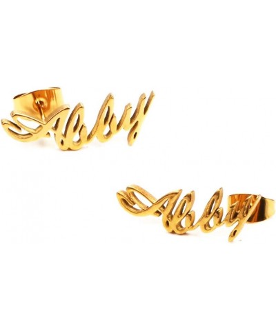 Pretty Personalized Name Earrings, Gold Plated Customized Stud Earrings for Womens Girls Abby $10.84 Earrings