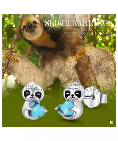 Sloth Earrings for Girls Cute Sloth Studs Earring Birthstone Hoops Hypoallergenic Earrings for Sensitive Ear S925 Sterling Si...