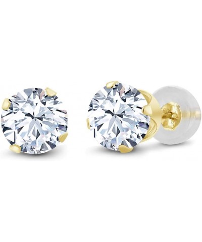 14K Yellow Gold White Topaz Stud Earrings For Women (2.00 Cttw, Gemstone Birthstone, Round 6MM) $45.00 Earrings