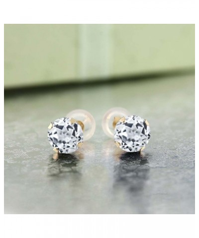 14K Yellow Gold White Topaz Stud Earrings For Women (2.00 Cttw, Gemstone Birthstone, Round 6MM) $45.00 Earrings