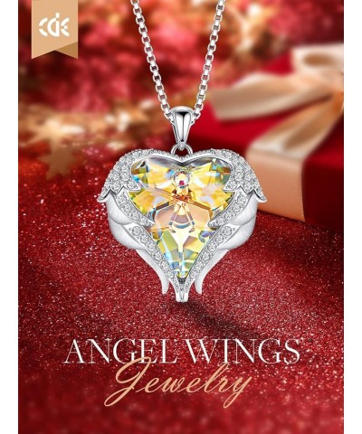 Angel Wing Love Heart Birthstone Necklaces for Women, Silver Tone/Gold Tone Pendant Necklace Jewelry Gifts for Her on Christm...