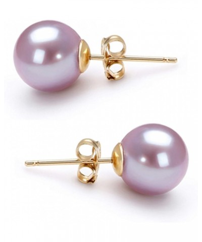 Lavender Cultured Pearl Earrings Stud AAA 5-10mm Freshwater Cultured Pearls Earrings Gold Plated Settings - 9.0 Millimeters Y...