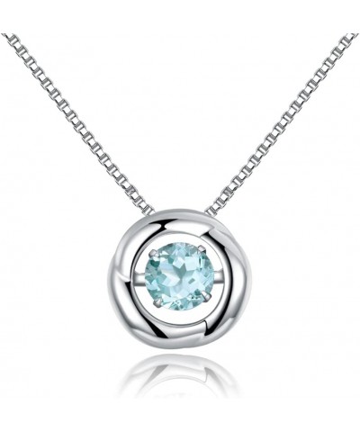 JIANGXIN 925 Sterling Silver Round cut Gemstone Pendant Necklace for Women Girls Jewelry Aquamarine $13.05 Necklaces