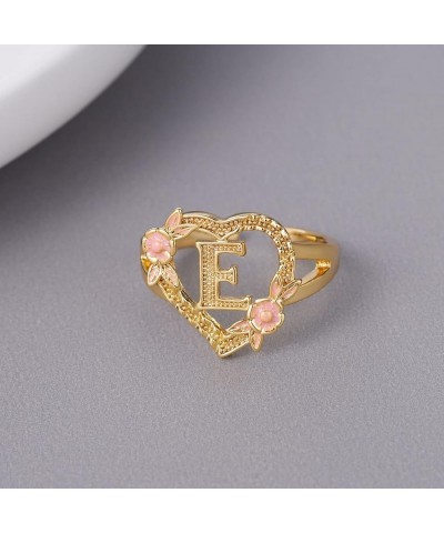 Gold Initial Ring Heart Adjustable Rings Fashion Hip Hop Jewelry Gold Letter A-Z Name Alphabet Rings for Women Girls Gift E y...