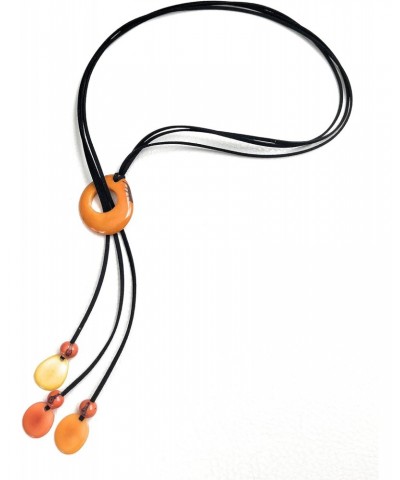 Tagua Necklace in Orange, Organic Tagua Nut Jewelry TAG706, Tagua Lariat Necklace 30 inches, Adjustable $10.66 Necklaces