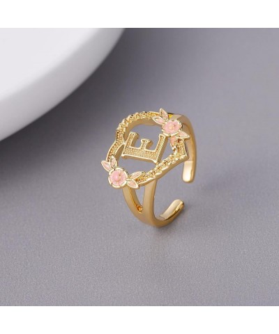 Gold Initial Ring Heart Adjustable Rings Fashion Hip Hop Jewelry Gold Letter A-Z Name Alphabet Rings for Women Girls Gift E y...