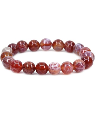 Gem Semi Precious Gemstones 10mm Round Beads Crystal Stretch Bracelet 7.2 Inch Unisex Red Crab Fire Agate $7.50 Bracelets