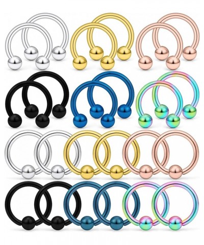 12G Septum Nose Rings Eyebrow lip Rings Lobe Earrings Hoop 316L Surgical Steel Cartilage Helix Tragus Rook Daith Earrings Hoo...