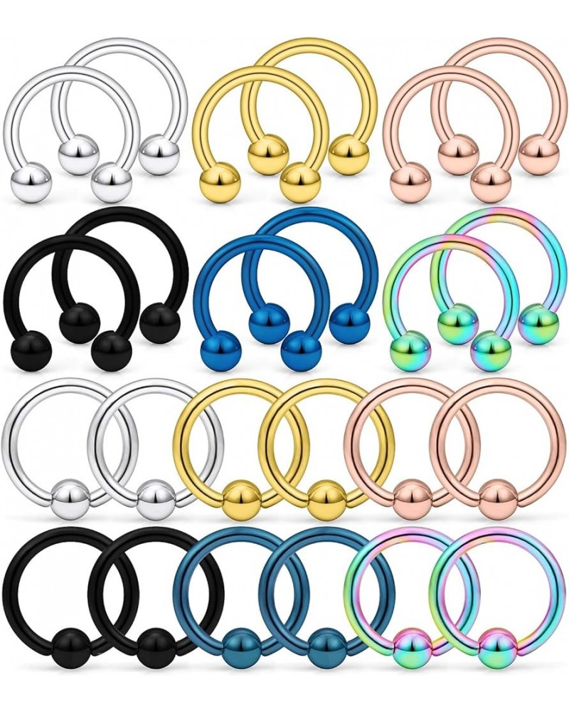 12G Septum Nose Rings Eyebrow lip Rings Lobe Earrings Hoop 316L Surgical Steel Cartilage Helix Tragus Rook Daith Earrings Hoo...