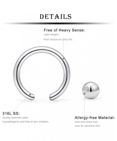 12G Septum Nose Rings Eyebrow lip Rings Lobe Earrings Hoop 316L Surgical Steel Cartilage Helix Tragus Rook Daith Earrings Hoo...