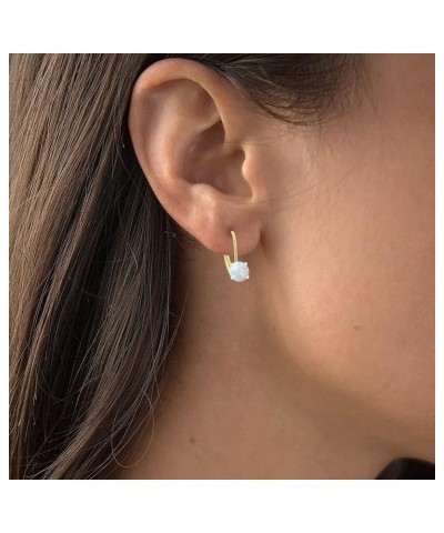 14k Gold Plated 925 Sterling Silver 6mm Round Hypoallergenic Genuine Birthstone Leverback Earrings Opal Created Yellow Gold $...