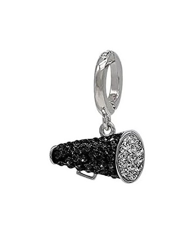 Cheer Megaphone Crystal Sterling Silver Charm (Jet Black + Black Diamond) $11.68 Bracelets