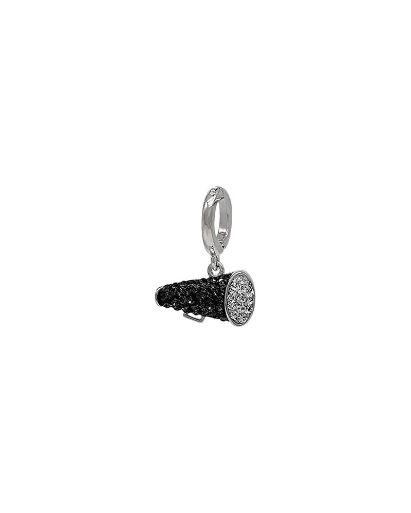 Cheer Megaphone Crystal Sterling Silver Charm (Jet Black + Black Diamond) $11.68 Bracelets