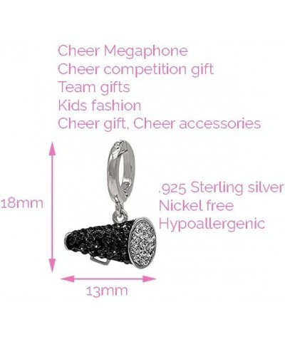 Cheer Megaphone Crystal Sterling Silver Charm (Jet Black + Black Diamond) $11.68 Bracelets