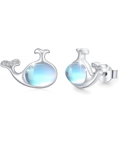 Moonstone Earrings for Women 925 Sterling Silver Star/Planet/Panda/Whale/Heart Stud Earrings Hypoallergenic Moonstone Jewelry...