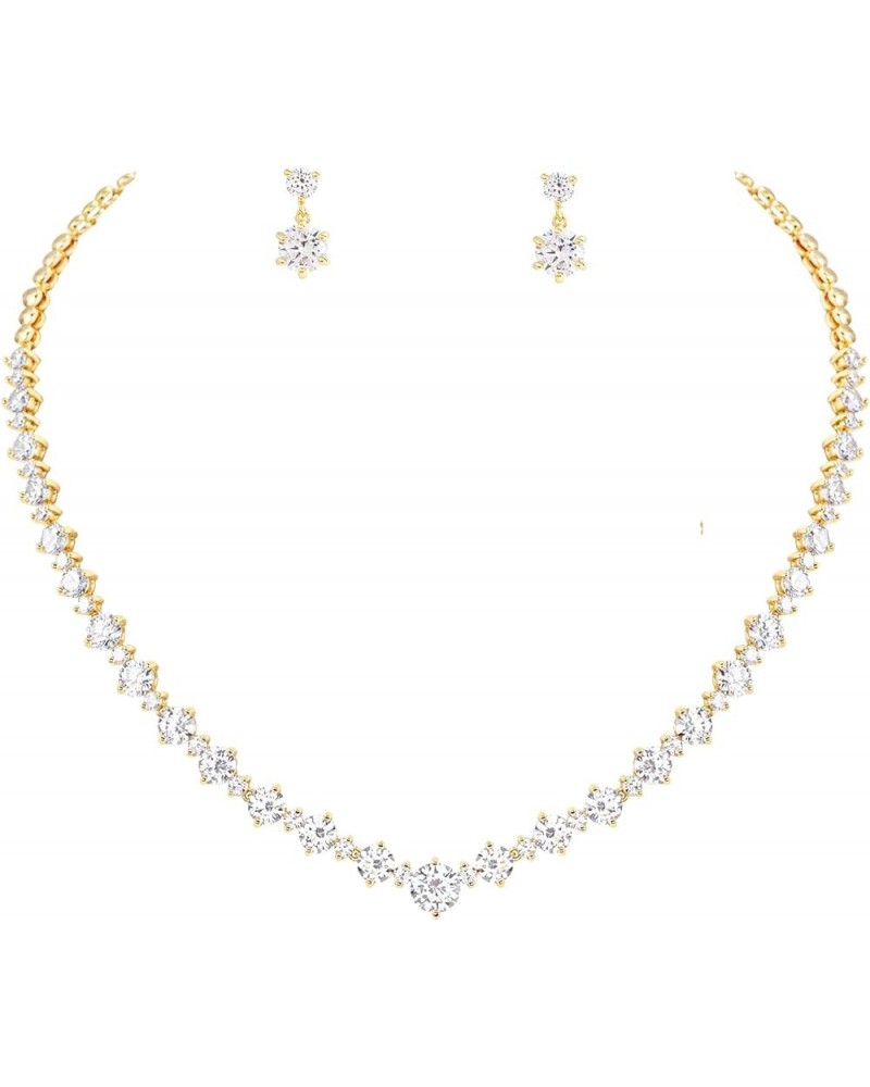 Women's Bridal Jewelry Set for Wedding Brides Bridesmaids, Elegant Prom Costume Necklace and Earring Jewelry Set for Women Ev...