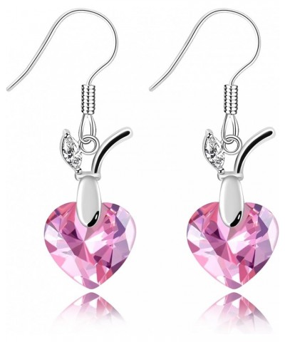 Platinum Plated Cushion Cut Square Cubic Zirconia Dangle Drop Earrings Party Jewelry for Women WE030 Heart-Pink $7.94 Earrings