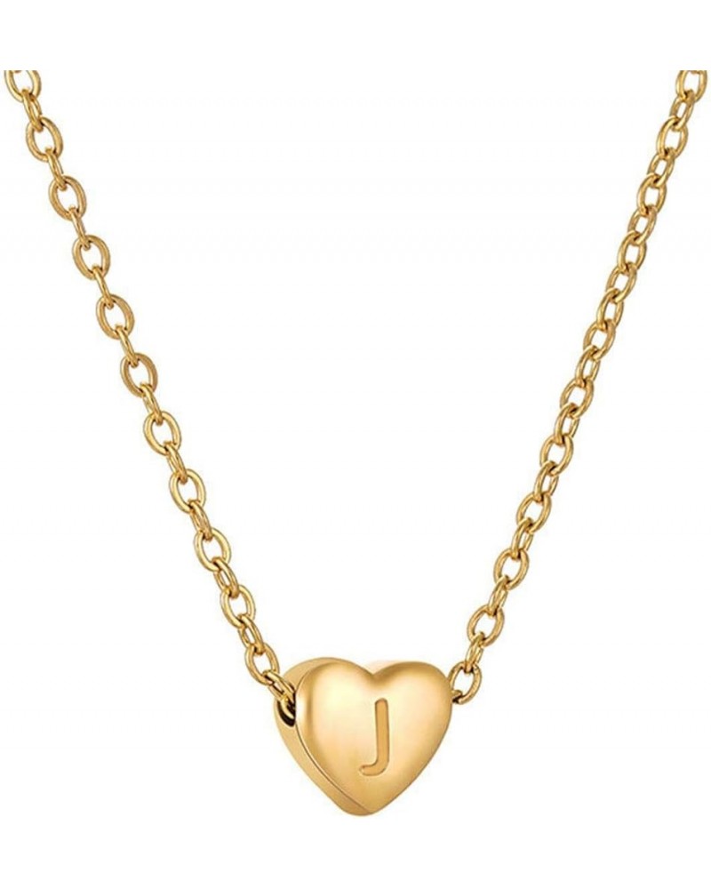 Gold Initial Heart Necklace,18k Gold Plated Necklace Heart Choker Necklace Jewelry Handmade Letter Necklace Gift Gold J $4.07...