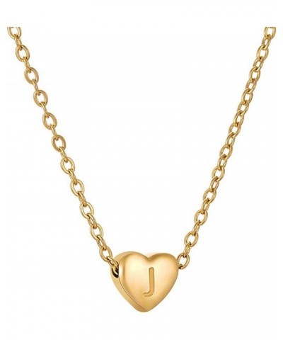 Gold Initial Heart Necklace,18k Gold Plated Necklace Heart Choker Necklace Jewelry Handmade Letter Necklace Gift Gold J $4.07...