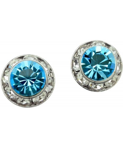 11mm Round Small Crystal Earrings Aqua $10.12 Earrings