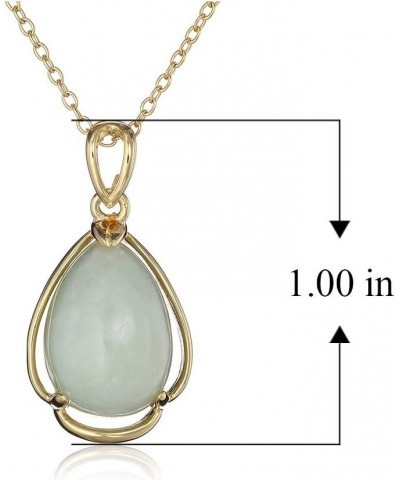 18K Yellow Gold Plated 925 Sterling Silver Genuine Green Jade Open Teardrop Pendant Necklace or Drop Earrings Pendant Necklac...