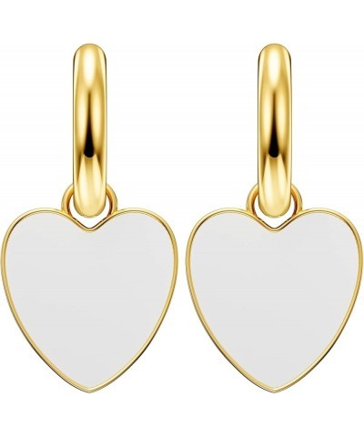 Thick 14K Gold Plated Heart Dangle Drop Earrings, Sparkling Dainty Earrings for Women Gift Big White Heart $10.79 Earrings