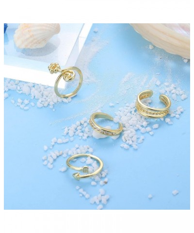 12PCS Adjustable Toe Rings for Women Gold Silver Black Open Toe Rings Set Flower Arrow Leaf heart CZ Tail Pinky Band Rings Su...