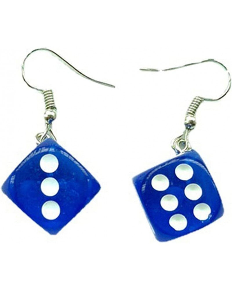 Resin Weird Cute Funny 3D Dice Dangle Earrings Cool Punk Cubic Dice Geometric Drop Earrings Party Jewelry Blue $3.72 Earrings