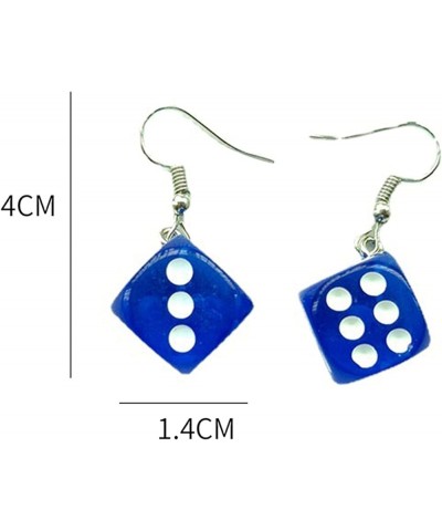 Resin Weird Cute Funny 3D Dice Dangle Earrings Cool Punk Cubic Dice Geometric Drop Earrings Party Jewelry Blue $3.72 Earrings