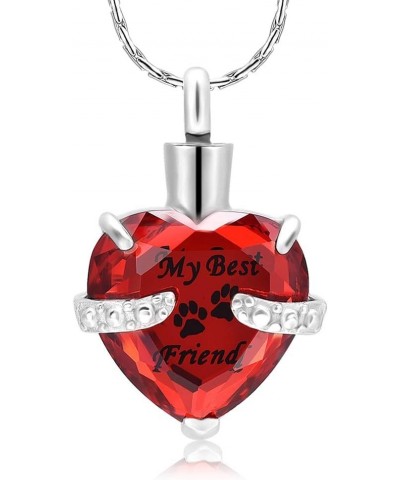 Cremation Jewelry for Ashes, My Best Friend Heart Shape Memorial Urn Necklace Stainless Steel Crystal Pendant Ashes Holder Ke...