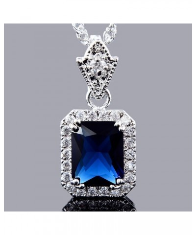 Pendant with 18" Chain & Rectangular Cut CZ [6 Colors available] in White Gold Plated, Simple Modern Elegant Blue $7.97 Neckl...