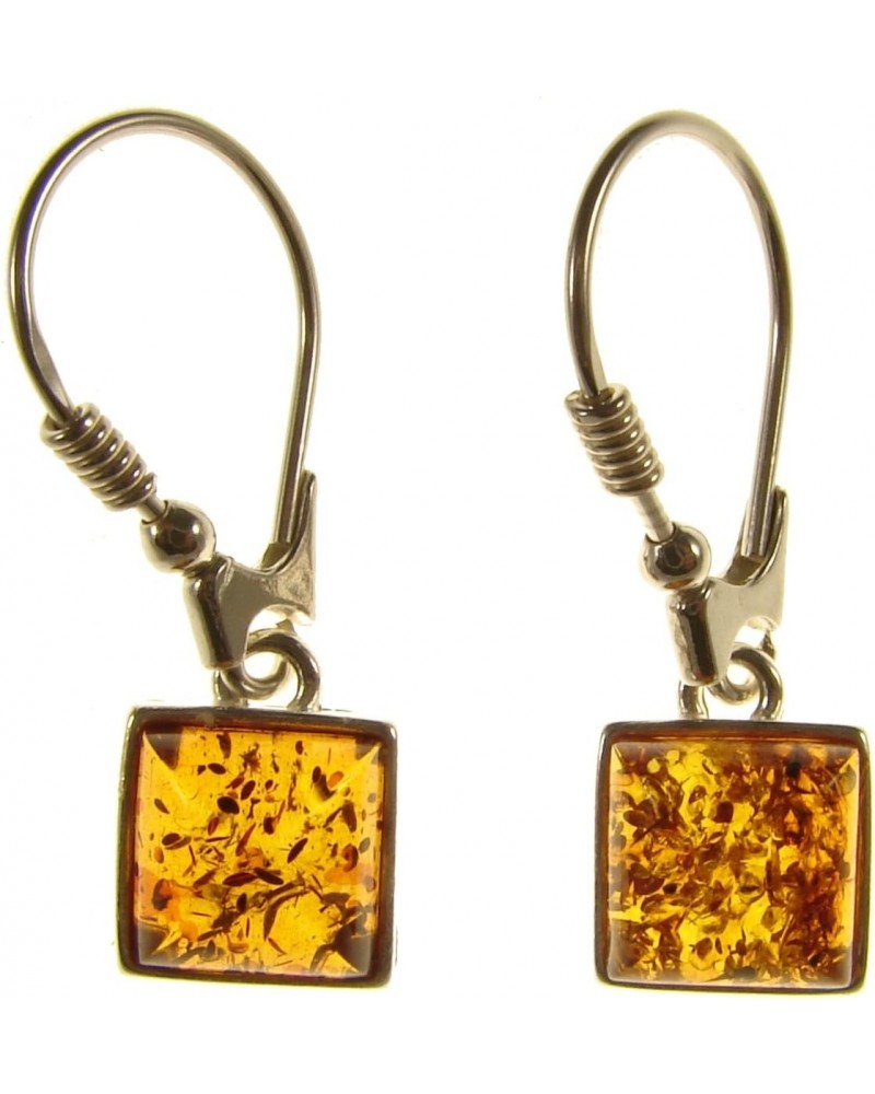 BALTIC AMBER AND STERLING SILVER 925 DESIGNER COGNAC SQUARE EARRINGS JEWELLERY JEWELRY $15.03 Earrings