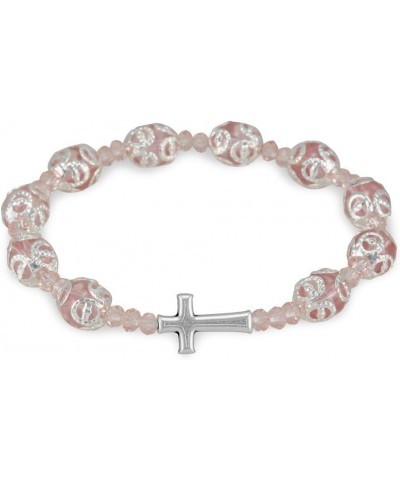 Glass Beads Filigree Rosary Bracelet Pink $7.62 Bracelets