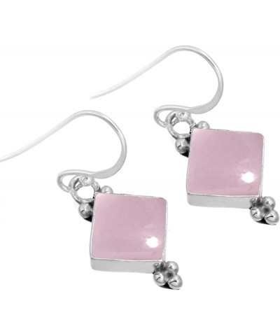 925 Sterling Silver Handmade Drop Dangle Earring for Women Gemstone Costume Silver Jewelry for Gift (98557_E) Rose Quartz $21...