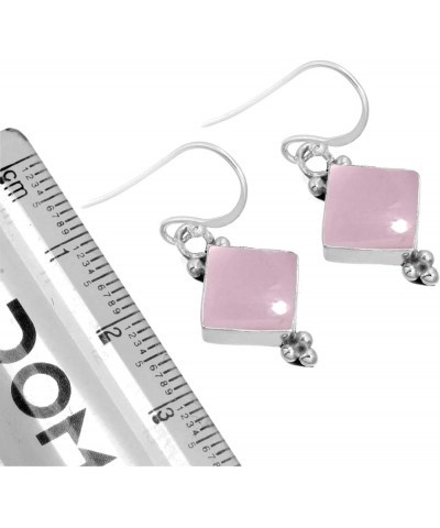 925 Sterling Silver Handmade Drop Dangle Earring for Women Gemstone Costume Silver Jewelry for Gift (98557_E) Rose Quartz $21...