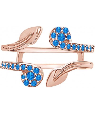 Simulated Birthstone Leaf Guard Enhancer Ring in 14k Rose Gold Over Sterling Silver Simulated Blue Topaz $31.50 Rings