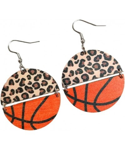 Wooden Football Soccer Baseball Basketball Volleyball Leopard Print Earrings Boho Sports Game Teardrop Heart Round Shape Drop...