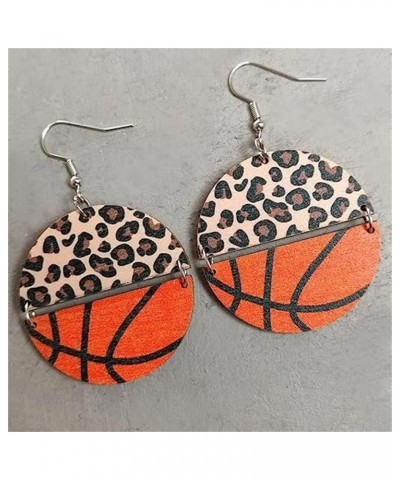 Wooden Football Soccer Baseball Basketball Volleyball Leopard Print Earrings Boho Sports Game Teardrop Heart Round Shape Drop...