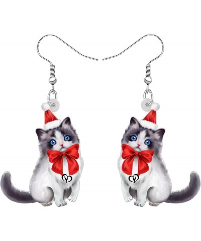 Cute Christmas Cat Earrings Dangle Jewelry For Women Girls Charm Decoration Gifts Christmas Cat 39 $6.62 Earrings