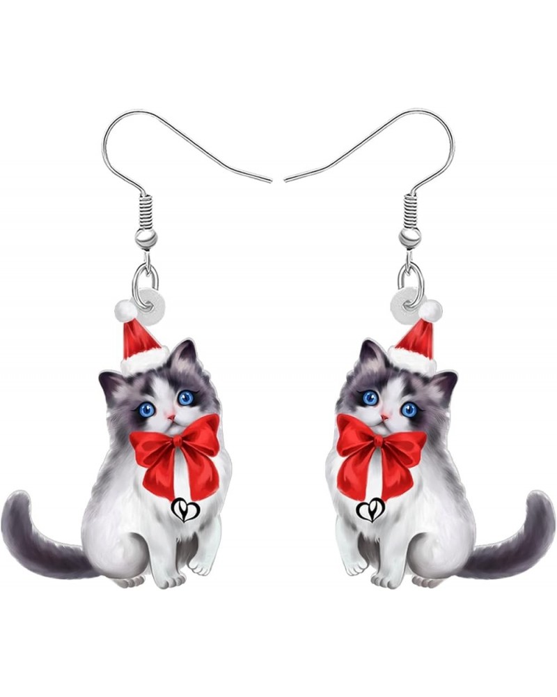 Cute Christmas Cat Earrings Dangle Jewelry For Women Girls Charm Decoration Gifts Christmas Cat 39 $6.62 Earrings