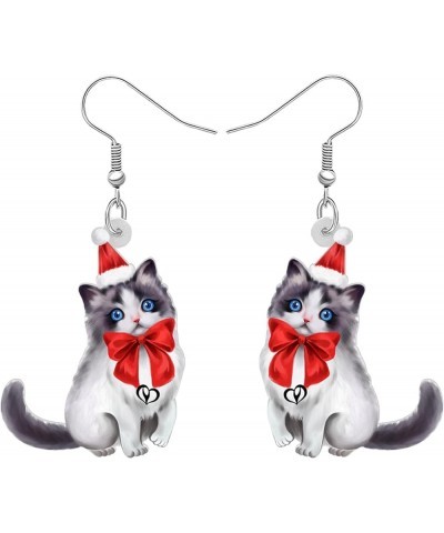 Cute Christmas Cat Earrings Dangle Jewelry For Women Girls Charm Decoration Gifts Christmas Cat 39 $6.62 Earrings