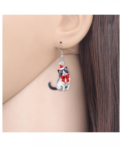 Cute Christmas Cat Earrings Dangle Jewelry For Women Girls Charm Decoration Gifts Christmas Cat 39 $6.62 Earrings