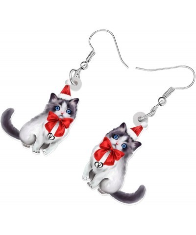 Cute Christmas Cat Earrings Dangle Jewelry For Women Girls Charm Decoration Gifts Christmas Cat 39 $6.62 Earrings