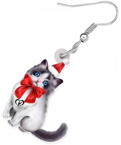 Cute Christmas Cat Earrings Dangle Jewelry For Women Girls Charm Decoration Gifts Christmas Cat 39 $6.62 Earrings