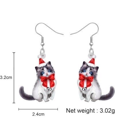 Cute Christmas Cat Earrings Dangle Jewelry For Women Girls Charm Decoration Gifts Christmas Cat 39 $6.62 Earrings