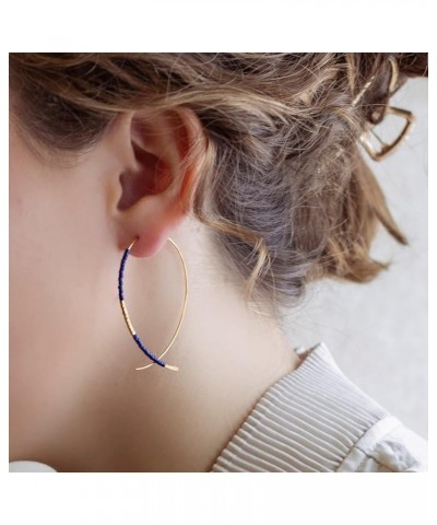 Norah Earrings Collection Glass Beads with Gold Focal Center - Collections Navy $18.29 Earrings