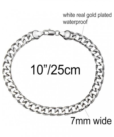 7mm Gold Cuban Link Anklet for Women Men, 14K Gold / 18K Gold/Silver Plated Curb Link Chain Ankle Bracelet for Women Men silv...